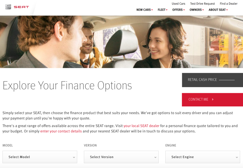 The seat.co.uk website has a finance calculator for all its car models. Dental practices that adopt this approach will see a boost in sales